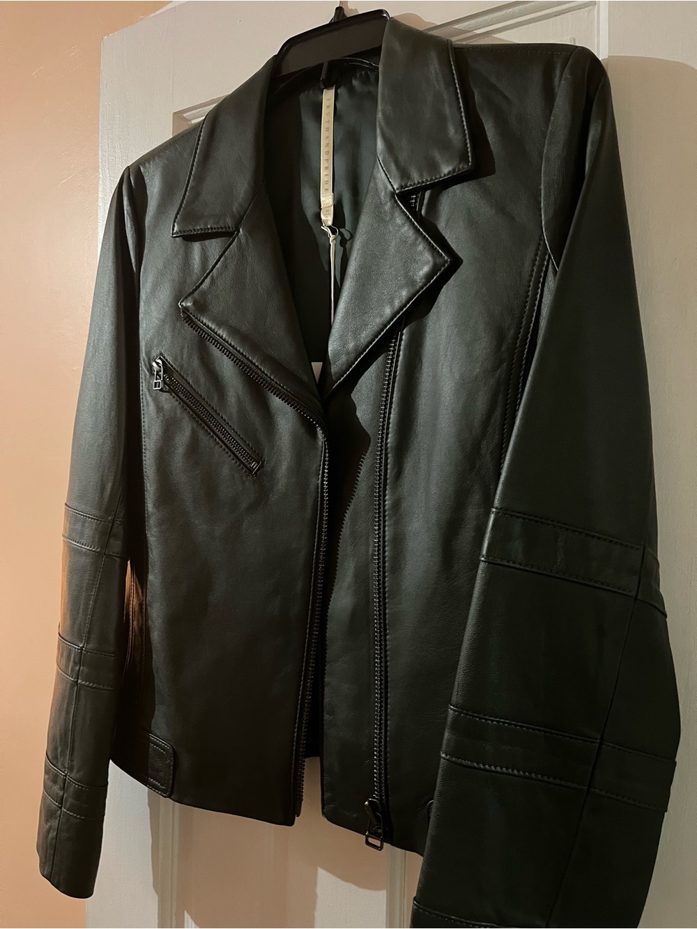 Truth and Pride Leather Jacket. Dark Green in size Medium.